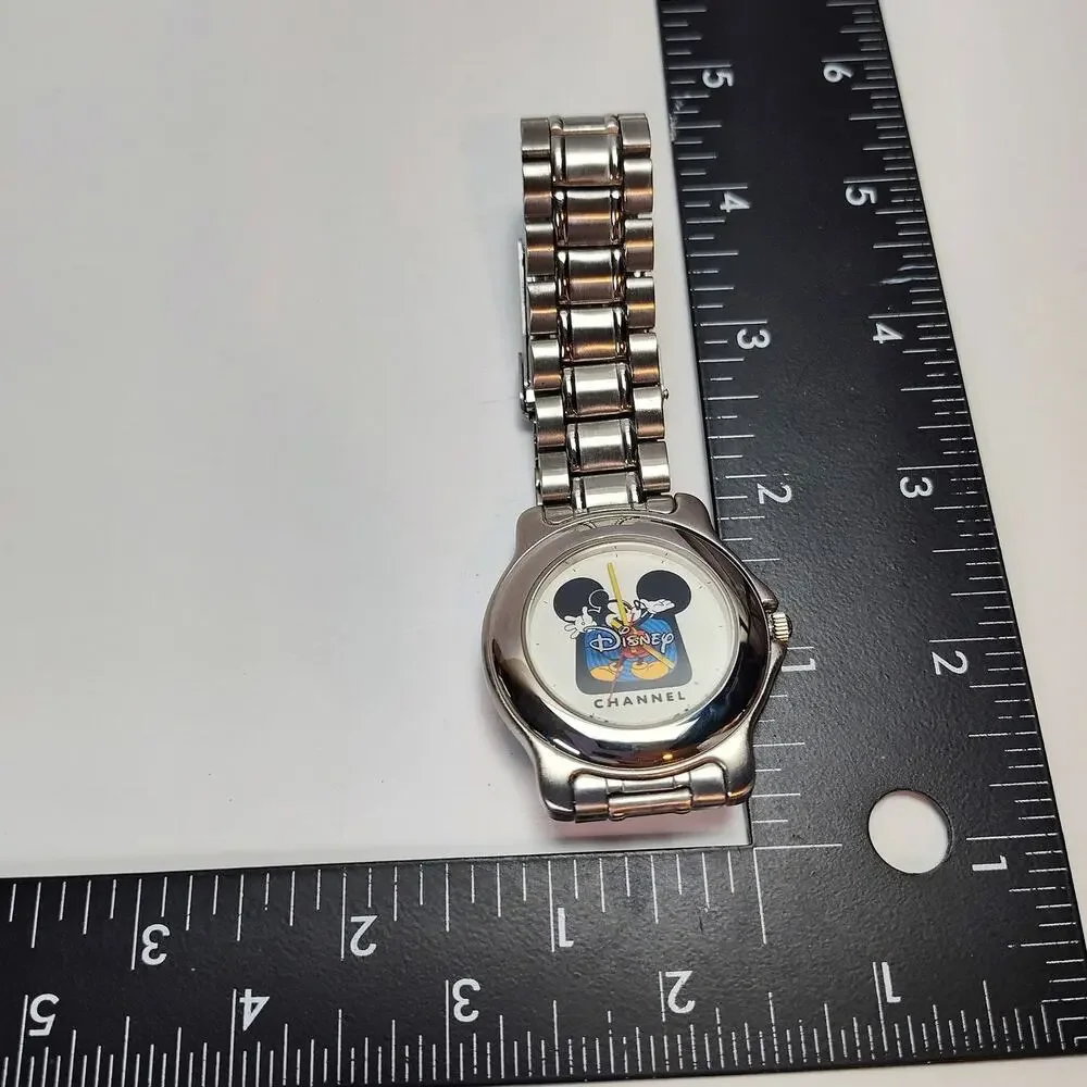 Disney Channel Mickey Mouse Logo Watch Silver Tone Bracelet